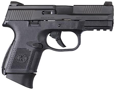 FN Herstal FNS9 Compact Pistol 66720, 9mm, 3.6", Black Polymer Grips, Black Finish, No Manual Safety, Night Sights, 17 Rds