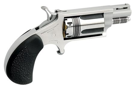 North American Magnum Wasp Single Action Revolver 22MSCTW, 22 Winchester Magnum Rimfire (WMR), 1.13", Black Rubber Grips, Stainless Finish, 5 Rds
