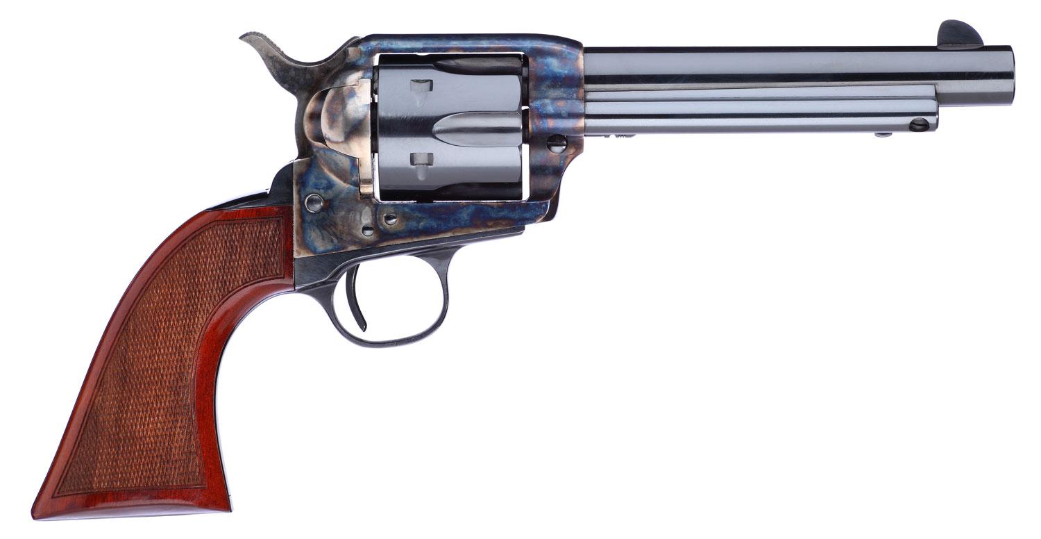 Taylors Short Stroke Gunfighter Revolver 556208DE, 45 Colt, 5.5", Walnut Army Sized Grips, Case Hardened Finish, 6 Rds