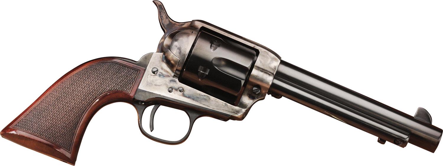 Taylors Short Stroke Smoke Wagon Revolver 556202DE, 45 Colt, 5.5", Walnut Navy Sized Grips, Case Hardened Finish, 6 Rds