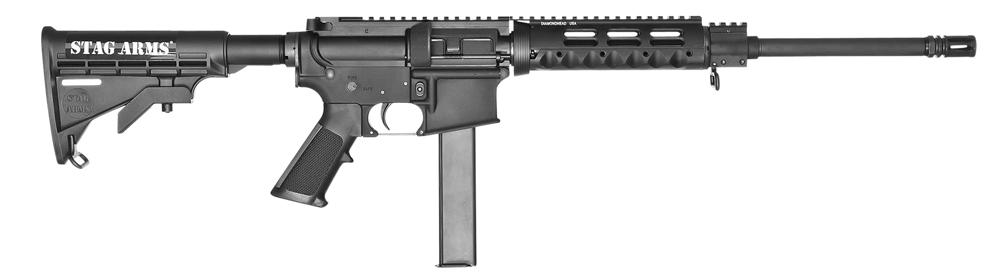 Stag Arms Model 9 Semi-Auto Rifle SA9, 9mm, 16", 6-Position Black Stock, Black Hard Coat Anodized Finish, 32 Rd