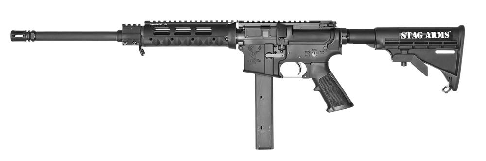 Stag Arms 9L Semi-Auto Rifle SA9L, 9mm, 16", 6-Position Black Stock, Black Hard Coat Anodized Finish, 32 Rd
