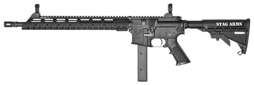 Stag Arms 9TL Left Handed Semi-Auto Rifle SA9TL, 9mm, 16", 6-Position Black Stock, Black Hard Coat Anodized Finish, 32 Rd
