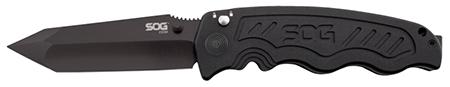SOG Zoom Tanto Folding Knife w/Plain Edge & 6061-T6 Anodized Aluminum Black Handle (ZM1014CP)
