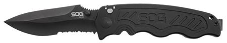 SOG Zoom Tanto Folding Knife w/Plain Edge & 6061-T6 Anodized Aluminum Black Handle (ZM1016CP)