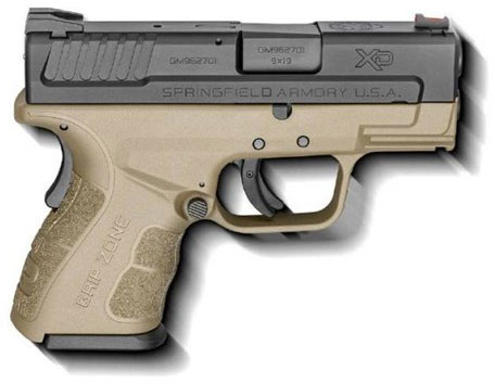 Springfield XD Mod.2 Essential Package Pistol XDG9801FDE, 9mm, 3", Flat Dark Earth Polymer Grips, Black Finish, 10 Rds