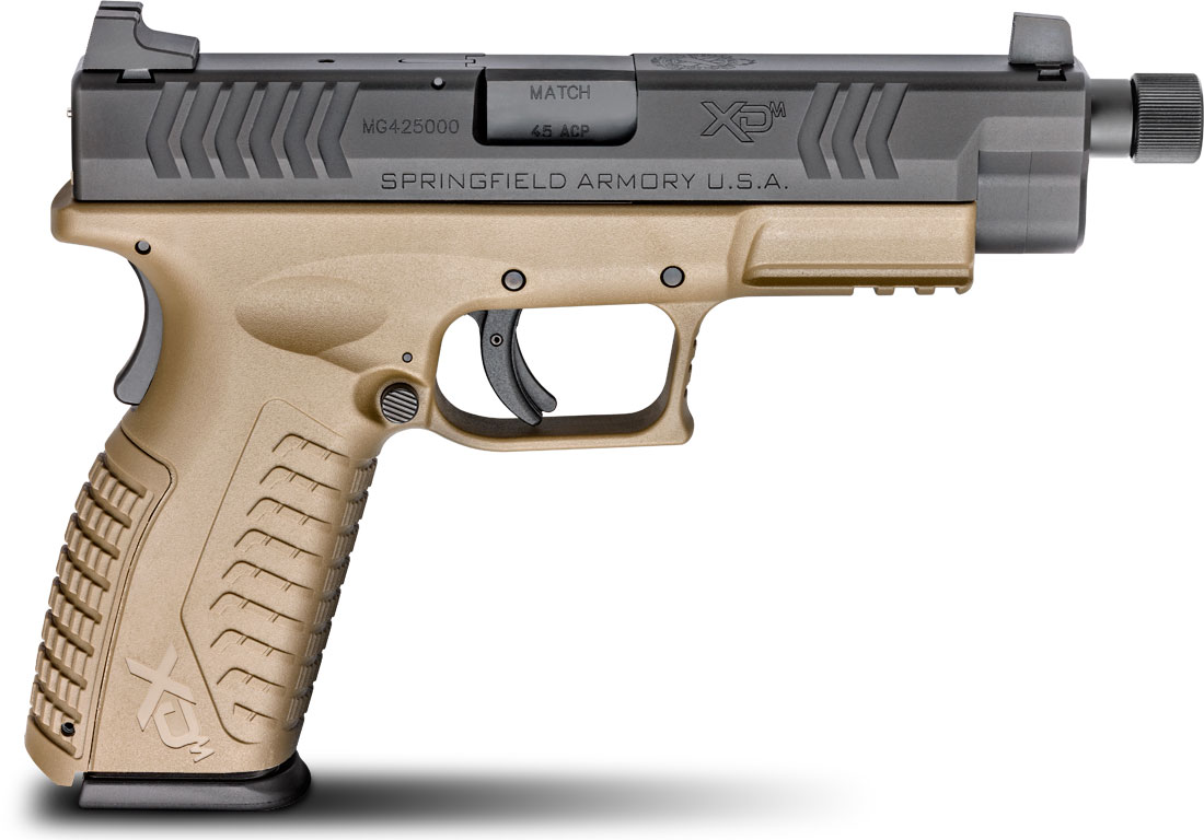 Springfield XDM Essential Package Pistol XDMT94545FDEHCE, 45 ACP, 4.5 in threaded, Polymer Grip, FDE Finish, 13 Rd