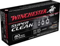 Winchester Super Clean Pistol Ammunition W40SWLF, 40 S&W, Full Metal Jacket, 120 GR, 1250 fps, 50 Rd/Bx