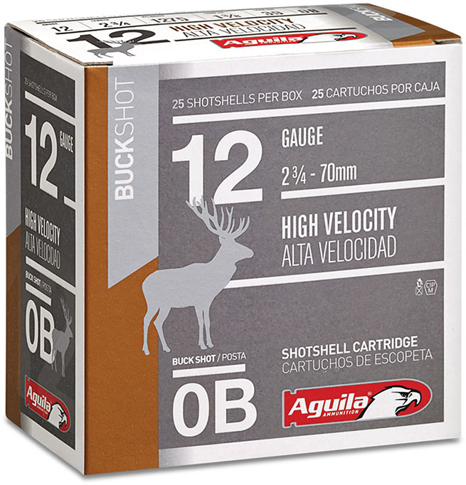 Aguila High Velocity Buckshot Shotshells 1C1200BA, 12 Gauge, 2-3/4", 1 3/8 oz, #0 Buck, 1275 fps, 25 Rds/Bx