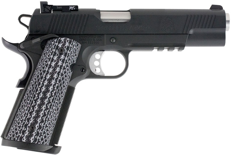 Springfield 1911 TRP Operator Pistol PC9105L18, 45 ACP, 5", Black/Gray G10 Grips, Black Armory Kote Finish, 7 Rds