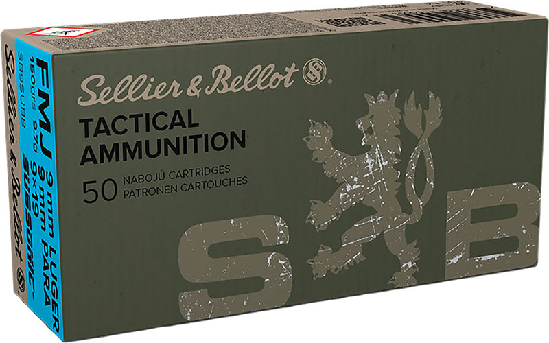 Sellier & Bellot Pistol Ammuntion SB9SUBB, 9MM, Full Metal Jacket (FMJ), 150 GR Sub-Sonic , 50 Rd/bx