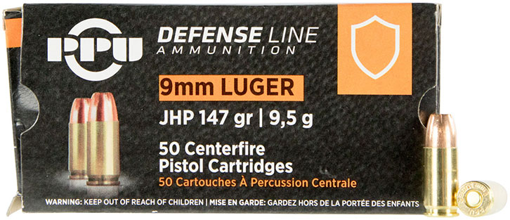 Prvi Partizan Pistol Ammunition PPD92, 9MM, Jacketed Hollow Point (JHP), 147 GR, 990 fps, 50 Rd/bx