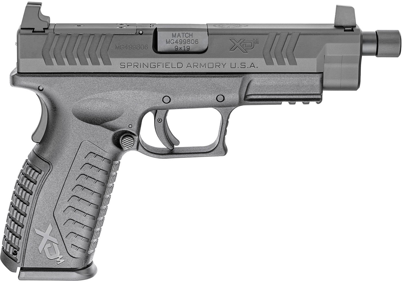 Springfield XDM Threaded OSP Pistol XDMT9459BHCOSP, 9MM, 4.5 in threaded, Polymer Grip, Black Finish, 19 Rd