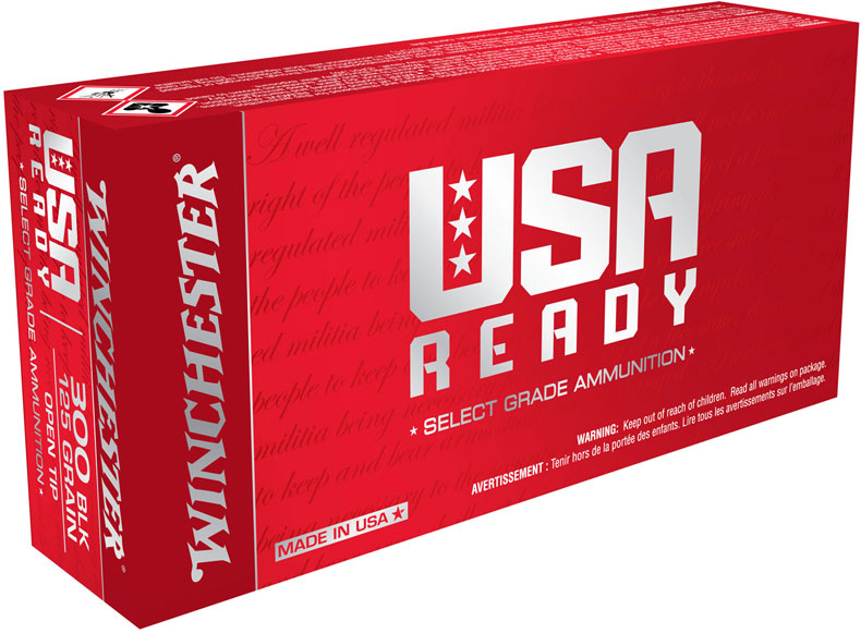 Winchester USA Ready Rifle Ammunition RED300, 300 AAC Blackout, Open Tip, 125 GR, 20 Rd/Bx