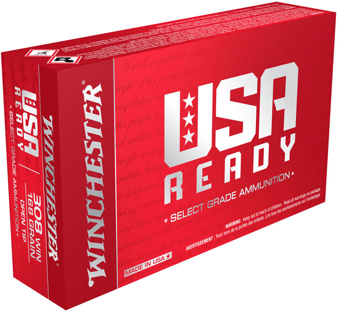 Winchester USA Ready Rifle Ammunition RED308, 308 Winchester, Open Tip, 165 GR, 2680 fps, 20 Rd/bx