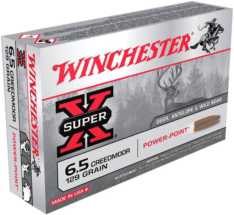 Winchester Super-X Rifle Ammunition X651, 6.5 Creedmoor, Power Point, 129 GR, 2820 fps, 20 Rd/Bx