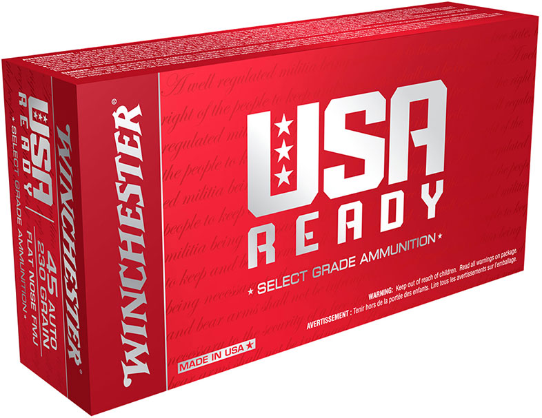 Winchester USA Ready Pistol Ammunition RED45, 45 ACP, Full Metal Jacket (FMJ), 230 GR, 880 fps, 50 Rd/bx
