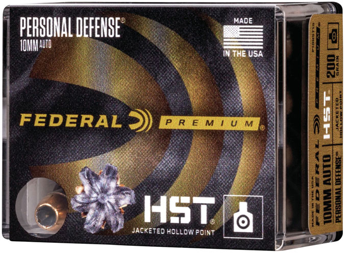 Federal Premium Personal Defense Ammunition P10HST1S, 10 mm, HST JHP, 200 GR, 1130 fps, 20 Rd/bx