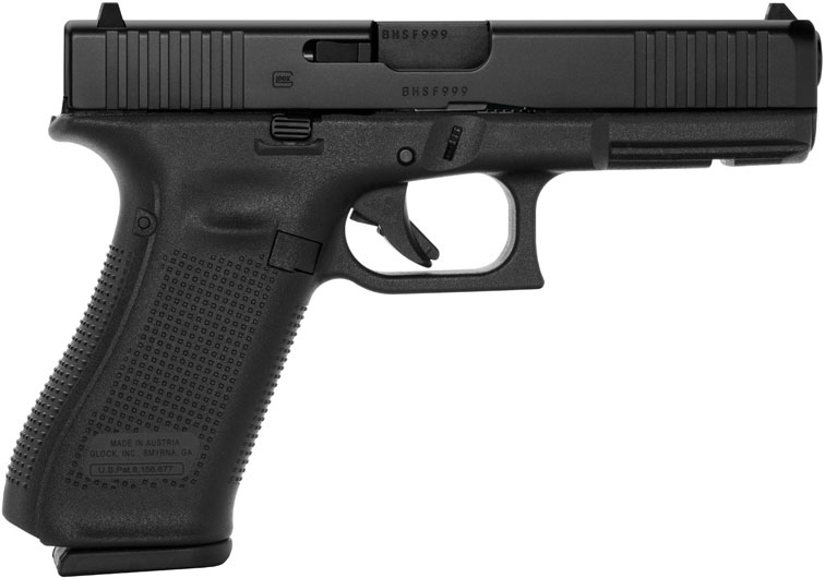 Glock 17 Gen5 Pistol w/Front Serrations PA175S203, 9mm, 4.49 in, Black Polymer Grip, Black Finish, 17 Rds