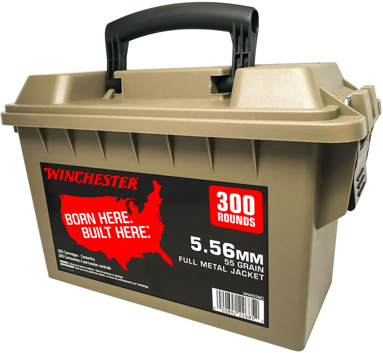 Winchester Rifle Ammunition WW556CL, 5.56mm NATO, Full Metal Jacket (FMJ), 55 GR, 3270 fps, 300 Rd/can
