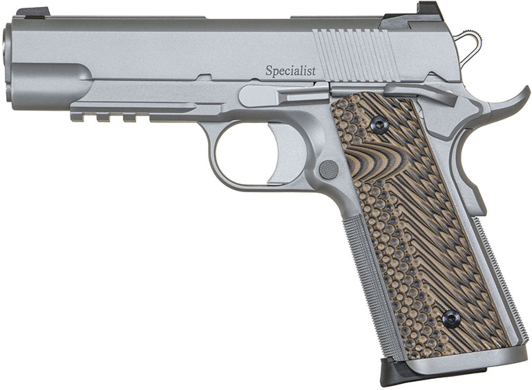 CZ-USA Dan Wesson Specialist Pistol 01809, 45 ACP, 4.25 in, Black/Brown G10 Grip, Stainless Finish, 8 Rd