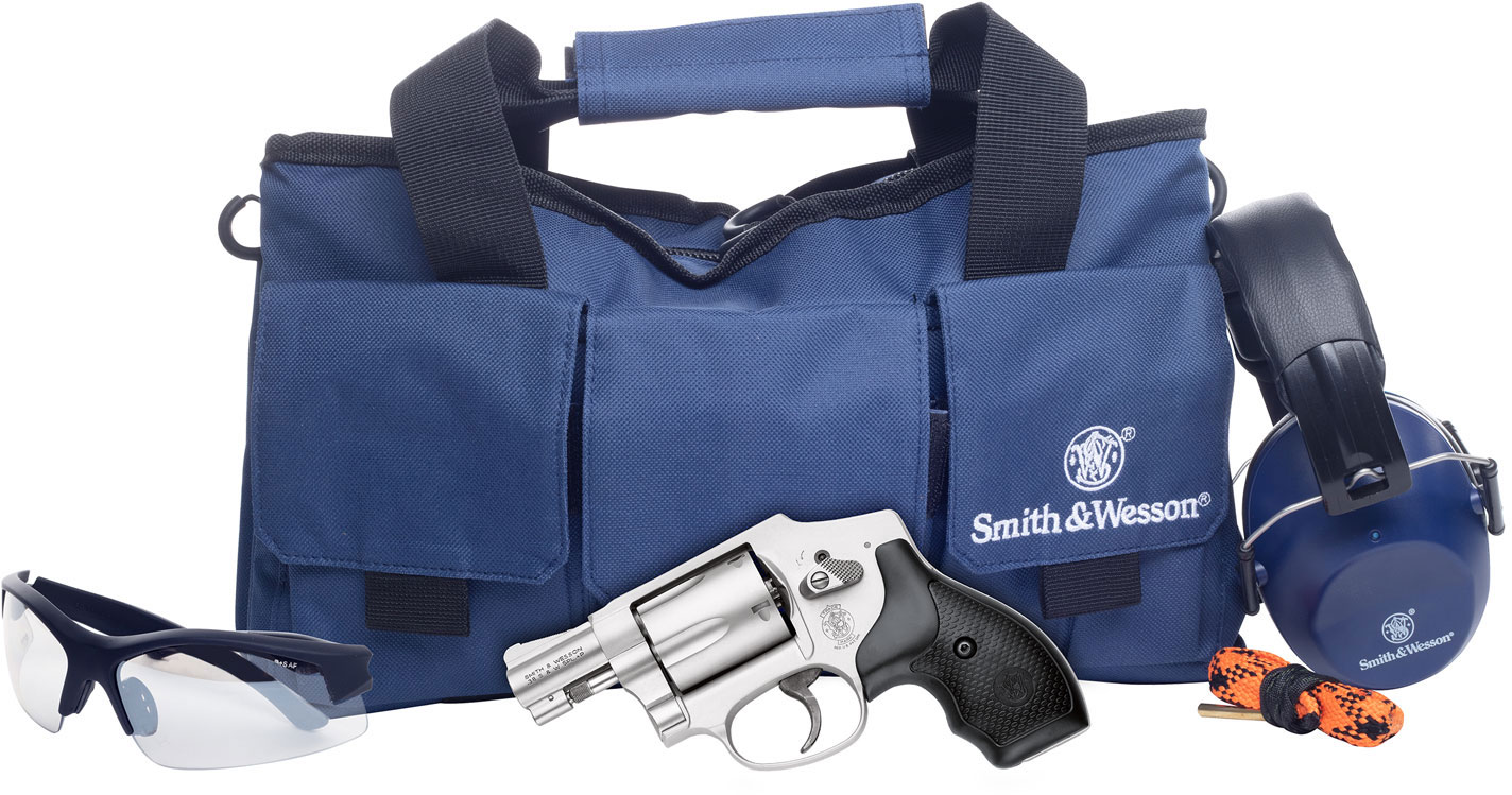 Smith & Wesson 642 Airweight Revolver Range Kit 13307, 38 Special, 1 7/8 in, Synthetic Grip, Matte Stainless Finish, Integral/Fixed Sights, 5 Rd