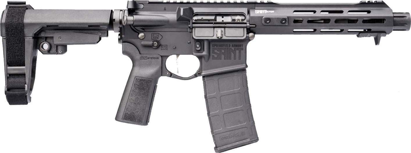 Springfield Saint Victor Semi-Auto Pistol STV975556BB5, 223 Remington/5.56 NATO, 7.5", SBA3 Brace, Black Finish, 30 Rds