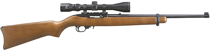 Ruger 10/22 Rifle 31159, 22 LR, 18.5", Semi-Auto, Hardwood Stock, Blued Steel Finish, Viridian EON 3-9x40 Scope, 10 Rds