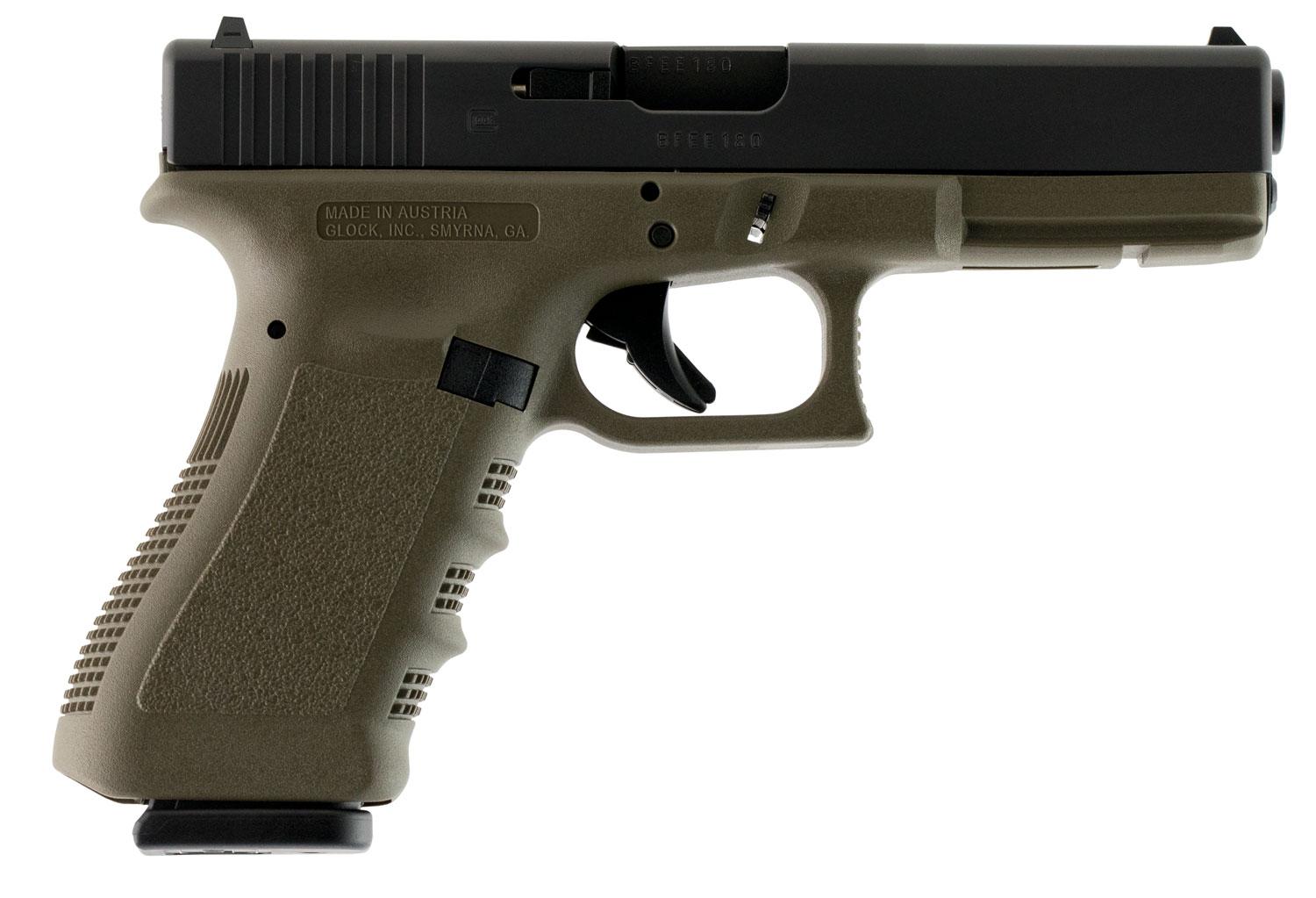 Glock G17 Standard Pistol PI1757201, 9mm Luger, 4.48", OD Green Polymer Grip/Frame, OD Green Finish, 10 Rds