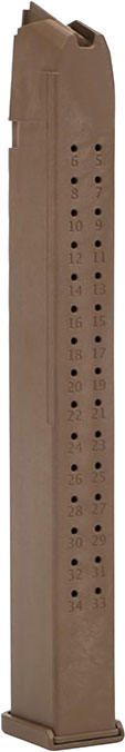 Toolman Tactical Glock Magazine, Fits Glock 17/19, 35 Rd, FDE (GL35C)