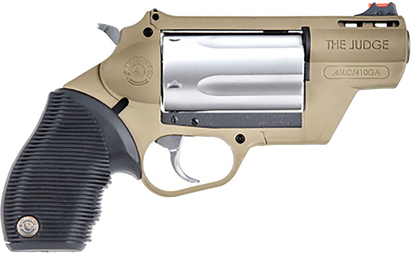 Taurus Judge Public Defender Revolver 2441029FDE, 410 Gauge/45 Long Colt, 2.5", Ribber Grip, FDE Finish, 5 Rd