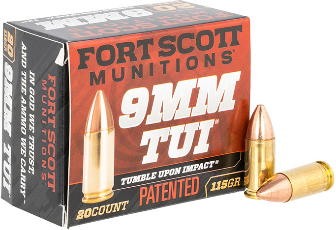 Fort Scott Munitions TUI Pistol Ammunition 9MM115SCV, 9mm, Solid Copper Spun,  115 Gr, 1140 fps, 20 Rds/Bx