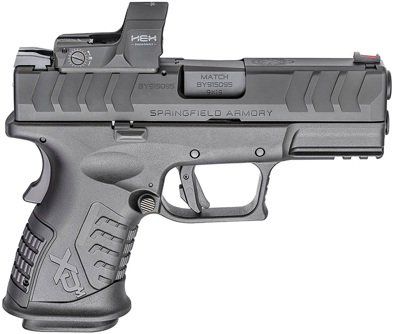 Springfield XD-M Elite Compact OSP Pistol XDME9389CBHCOSPD, 9mm, 3.8 in, Polymer Grip, Black Finish, Dragonfly Red Dot, 14 Rd