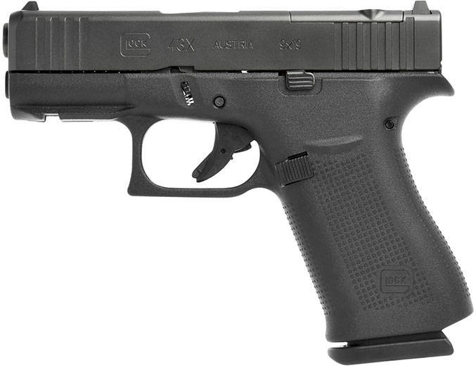 Glock 43X MOS Pistol UX4350201FRMOS, 9mm, 3.41", Black Synthetic Grips, Black Finish, Fixed Sights, 6 Rds, Made in USA