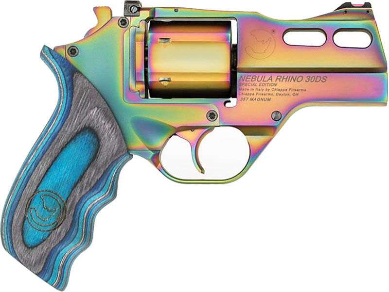 Chiappa Rhino 30DS Nebula *CA Compliant SAO Revolver CF340319, 357 Mag, 3", Laminate Grip, Rainbow PVD Finish, 6 Rd