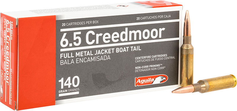 Aguila Centerfire Rifle Ammunition 1E650110, 6.5 Creedmoor, FMJ Boat Tail, 140 GR, 2600 fps, 20 Rd/bx