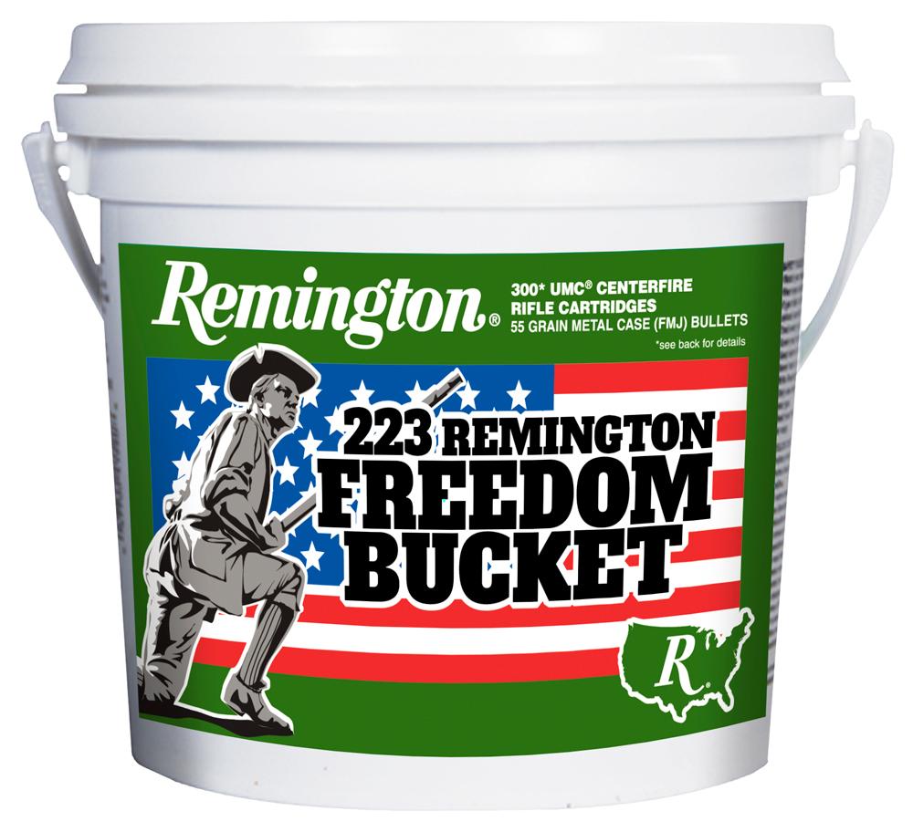 Remington Freedom Bucket Rifle Ammunition L223R3BC, 223 Remington, Full Metal Jacket (FMJ), 55 GR, 3240 fps, 300 Rd/Bx