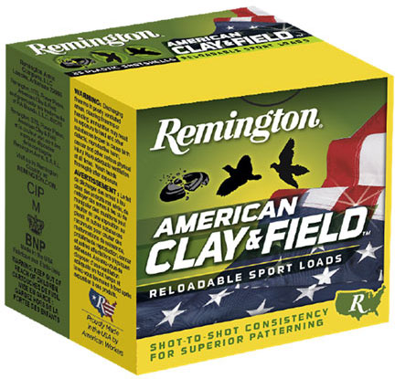 Remington American Clay and Field Shotshells HT128, 12 Gauge, 2-3/4", 1-1/8 oz, 1200 fps, #8 Lead Shot, 25 Rds/Bx