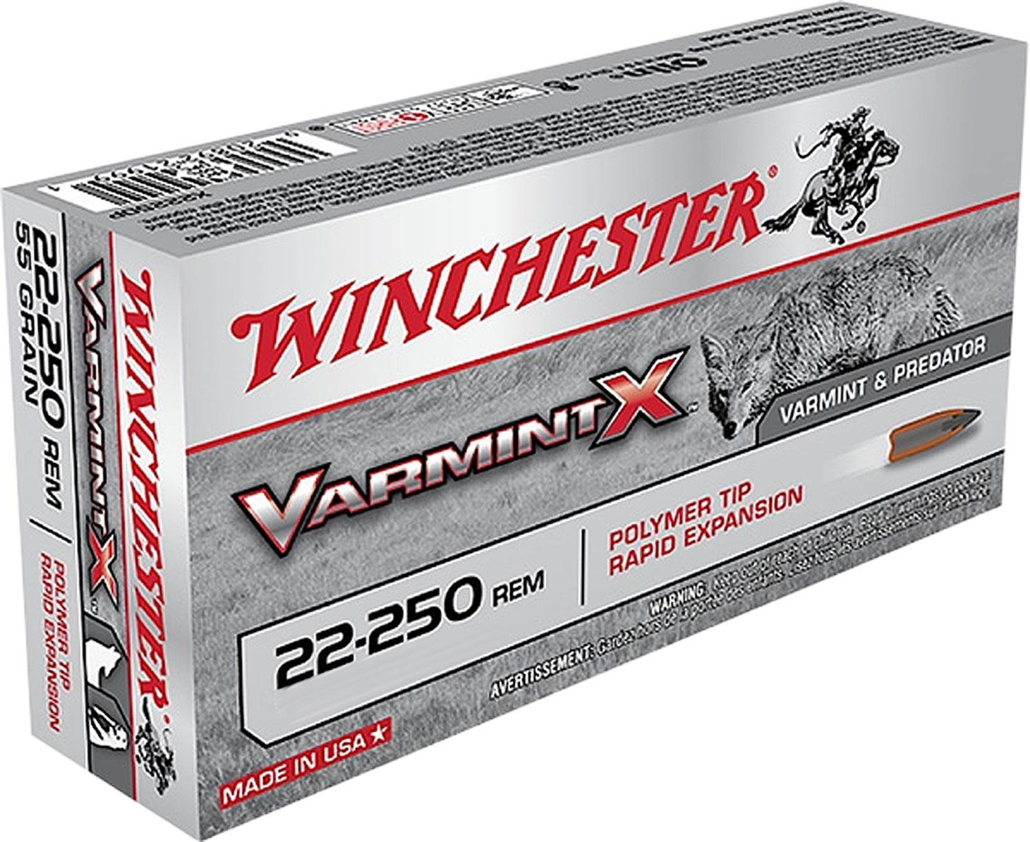 Winchester Varmint X Rifle Ammunition X22250PLF, 22-250 Remington, Lead-Free, 38 GR, 20 Rd/Bx