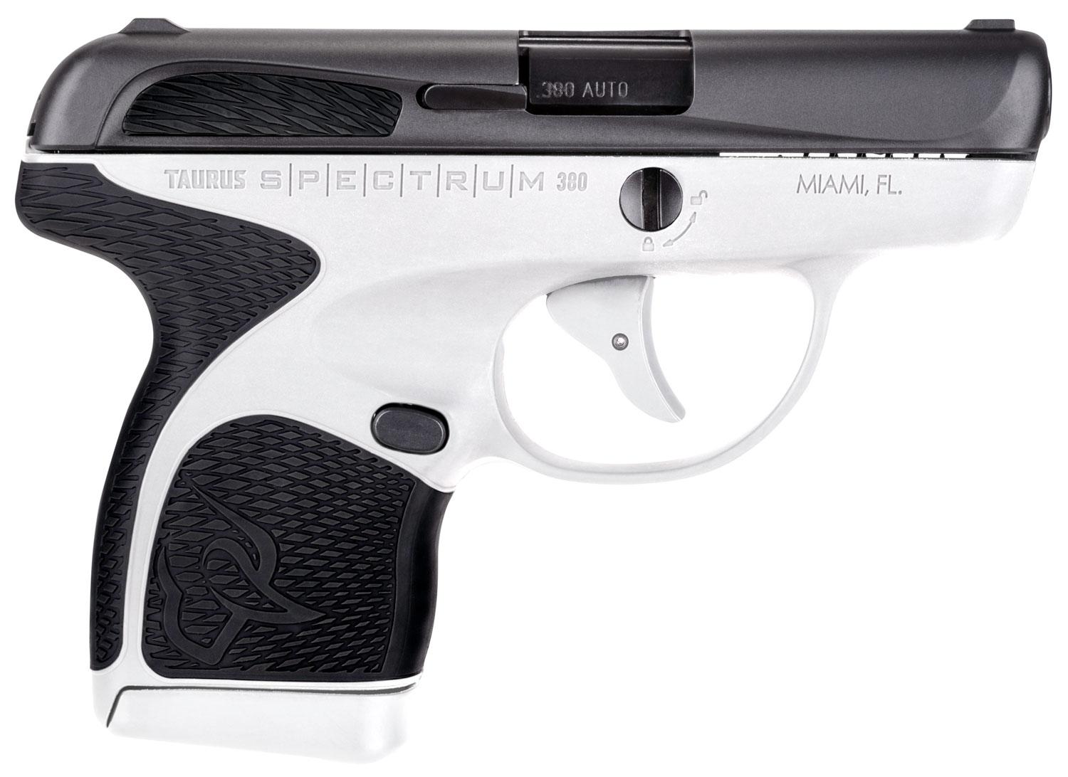 Taurus Spectrum Pistol 1007031301, 380 ACP, 2.8", Black Polymer Grips, White Finish, 6/7 Rds