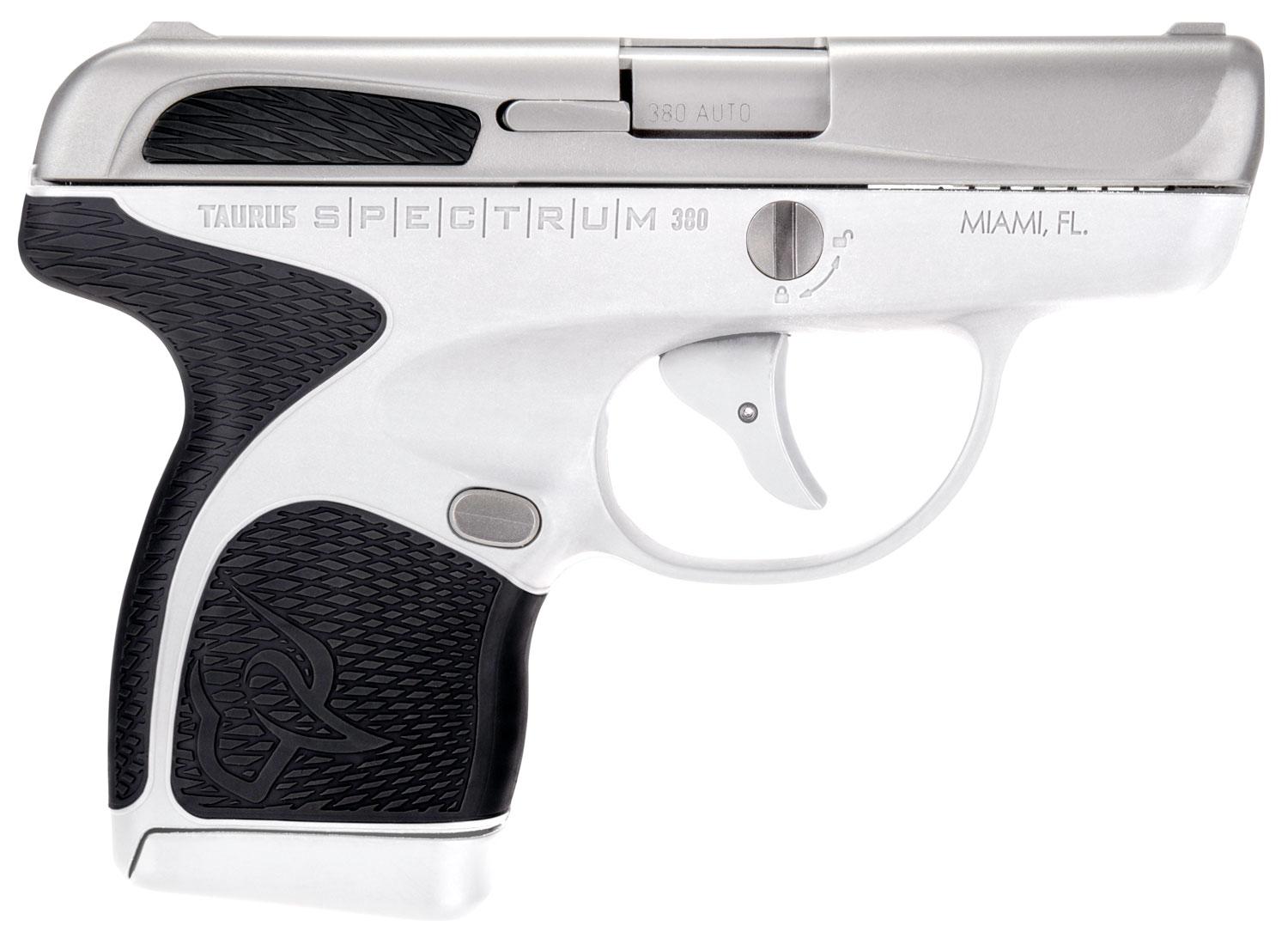 Taurus Spectrum Pistol 1007039301, 380 ACP, 2.8", Black Polymer Grips, White Finish, 6/7 Rds