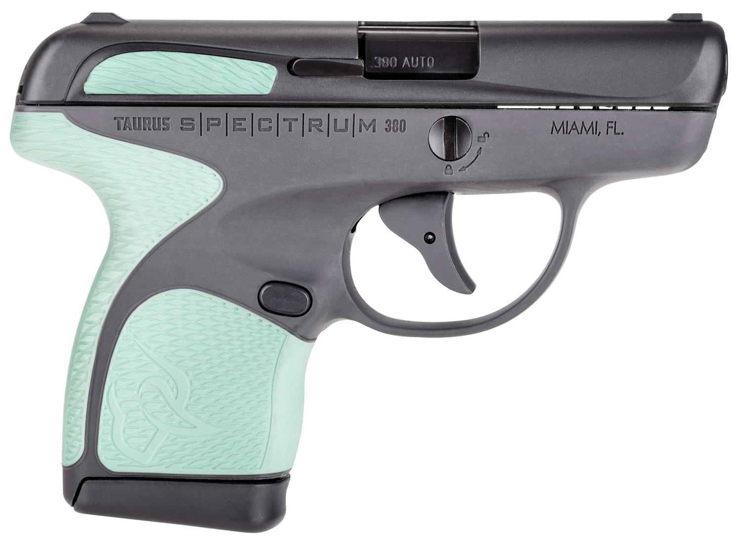 Taurus Spectrum Pistol 1007031216, 380 ACP, 2.8", Green Polymer Grips, Black Finish, 6/7 Rds