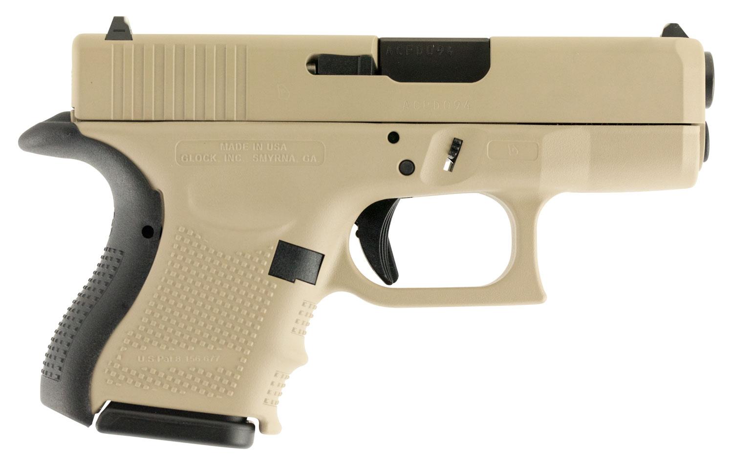 Glock 26 Gen4 Pistol UG2650204, 9mm, 3.5", Desert Tan Grips, Desert Tan Cerakote Finish, 10 Rds