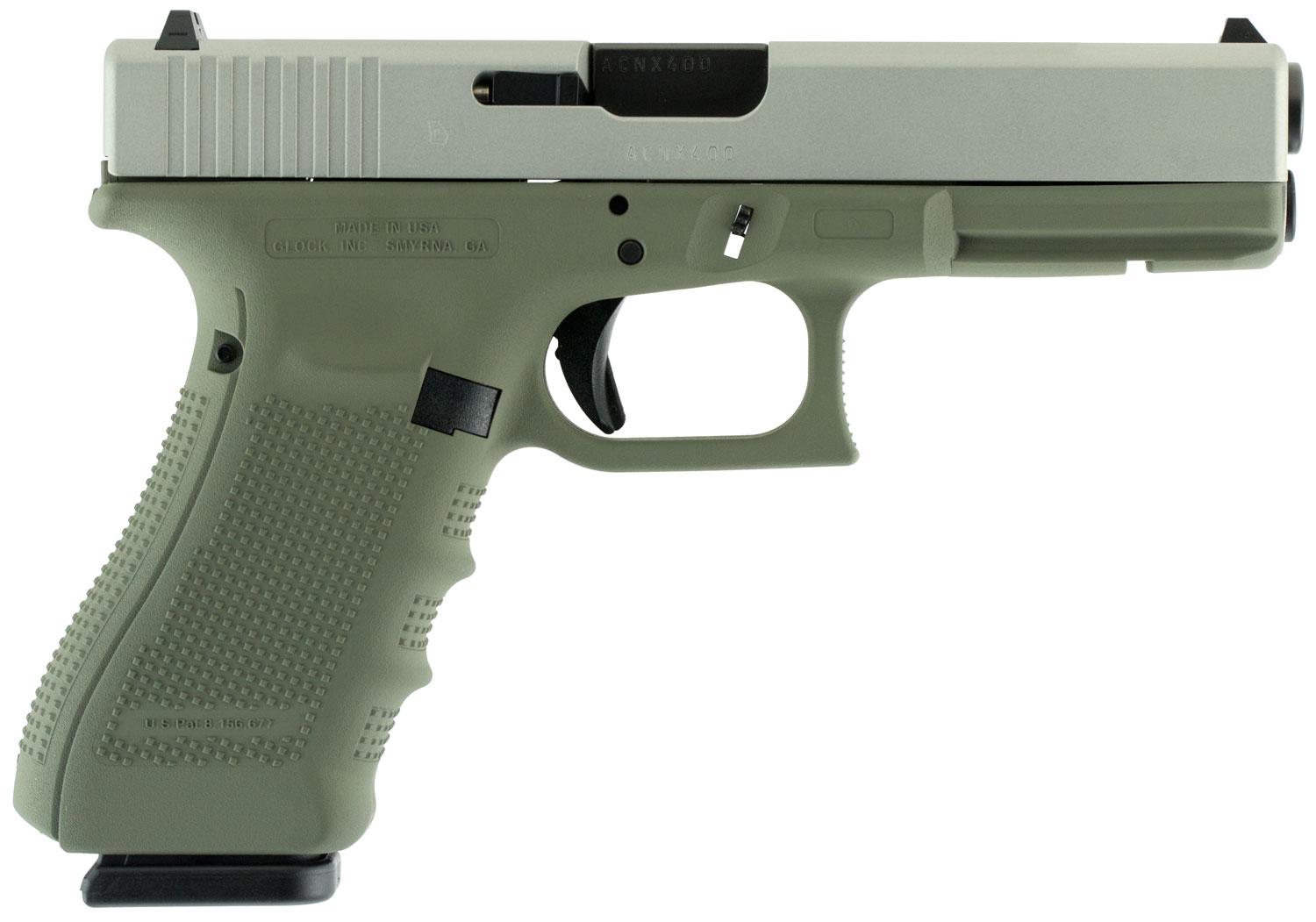 Glock 17 Gen4 Pistol UG1750204FG, 9mm, 4.8", Forest Green Grips, Forest Green Cerakote Finish, 17 Rds
