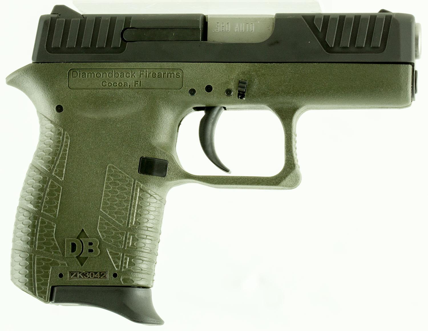 Diamondback DB380 Pistol DB380ODG, 380 ACP, 2.8", OD Green Frame, Olive Drab Finish, 6 Rds