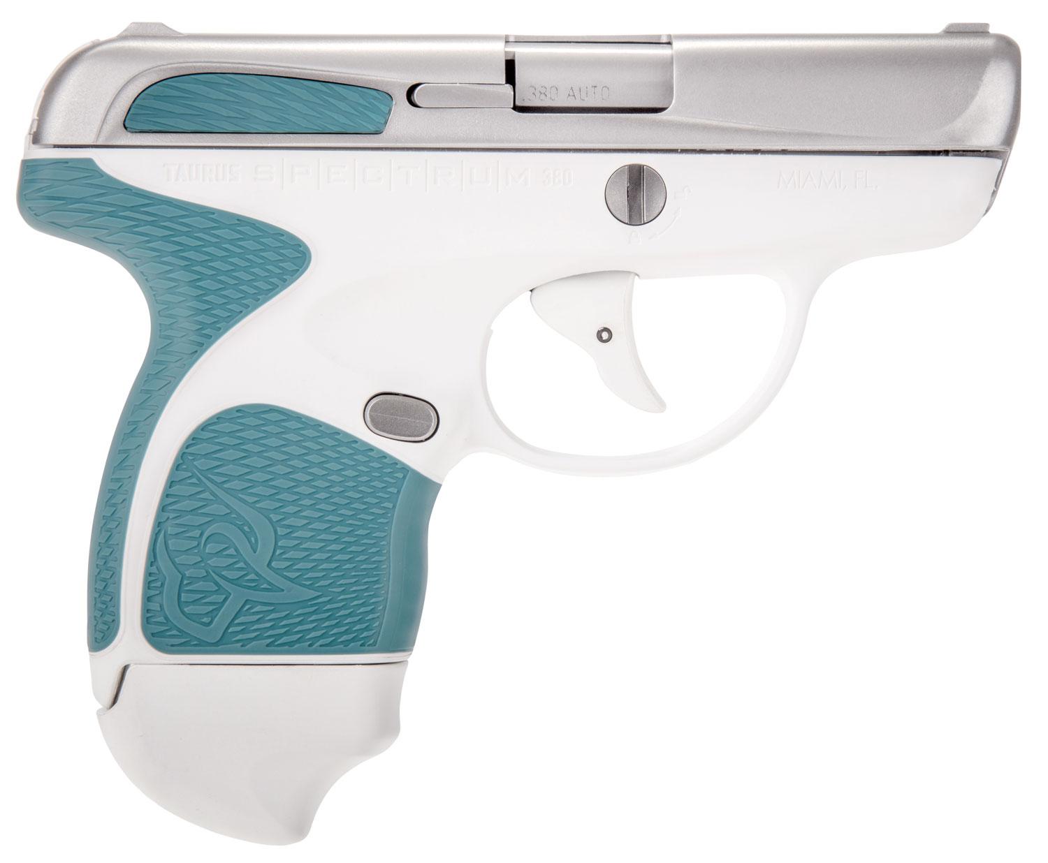Taurus Spectrum Pistol 1007039310, 380 ACP, 2.8", Laguna Blue Polymer Grips, White Finish, 6/7 Rds