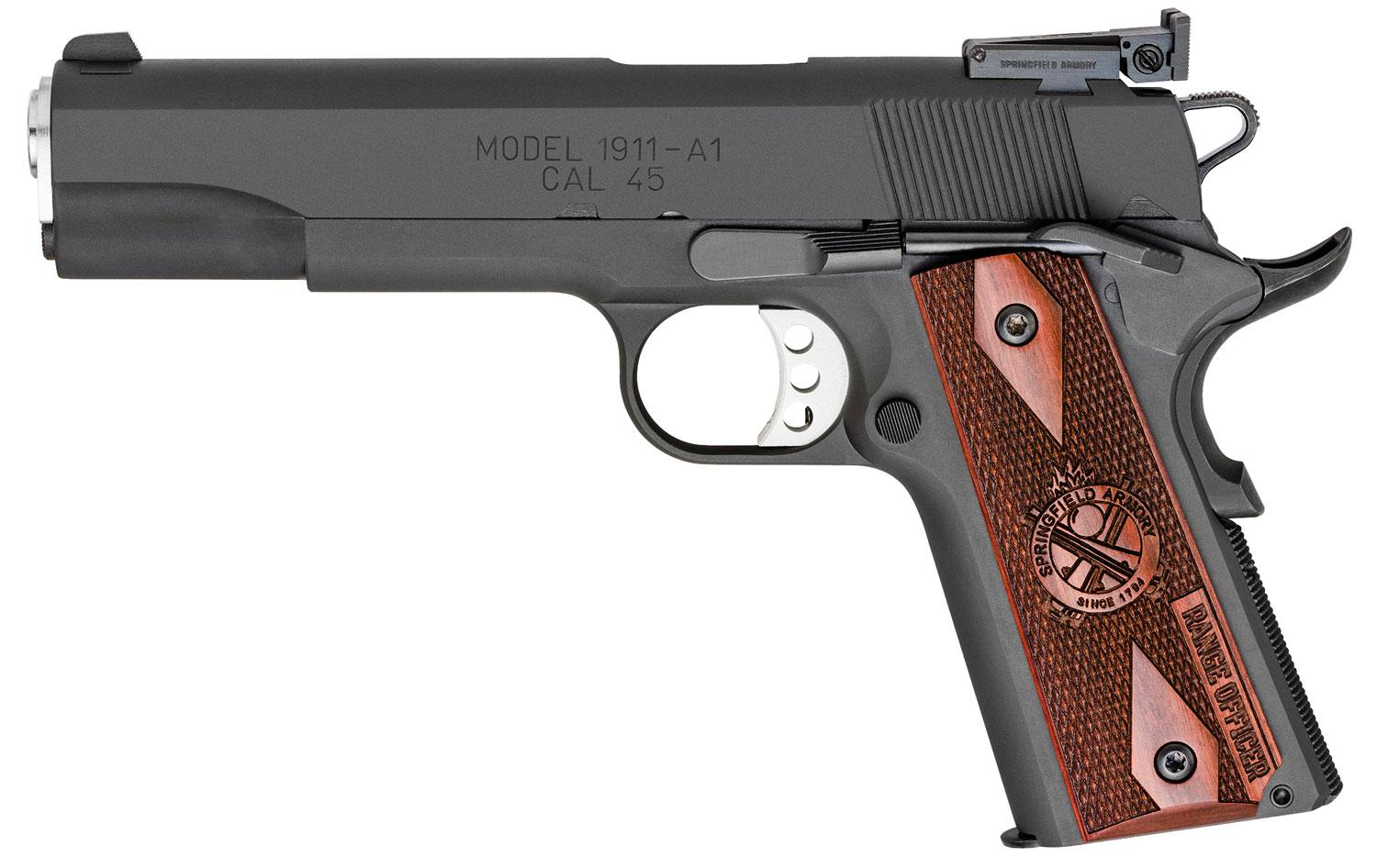 Springfield 1911 Range Officer Pistol PI9128L, 45 ACP, 5", Cocobolo Grips, Black Parkerized Finish, 7 Rds