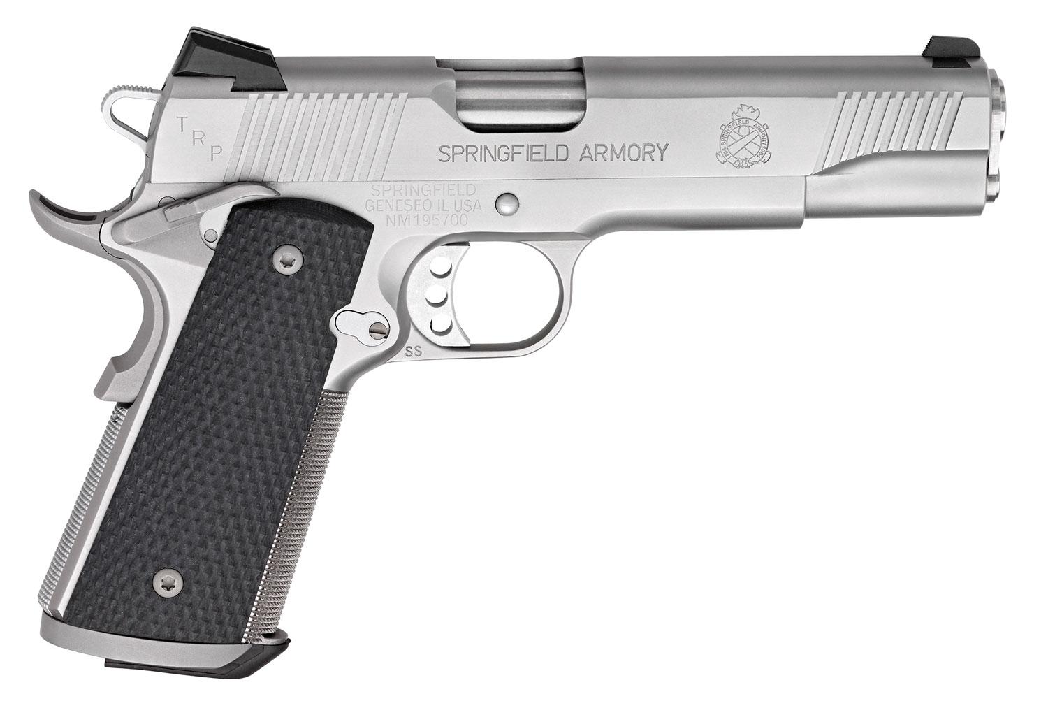 Springfield 1911 TRP Pistol PC9107L, 45 ACP, 5", Black G10 Grips, Stainless Steel Finish, 7 Rds