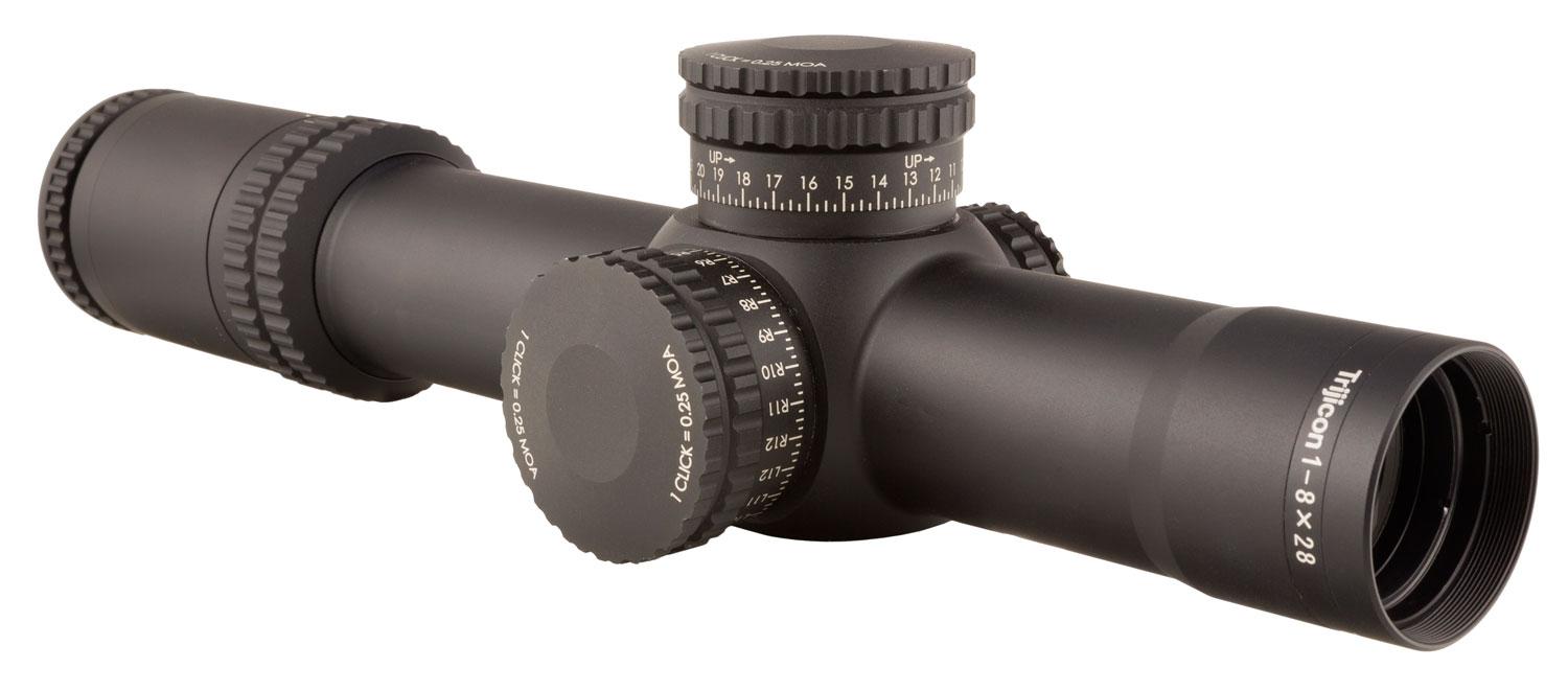 Trijicon AccuPower Rifle Scope 1900028, 1-8x, 28mm Obj, 34mm Tube, Black, MIL Segmented-Circle Crosshair Reticle