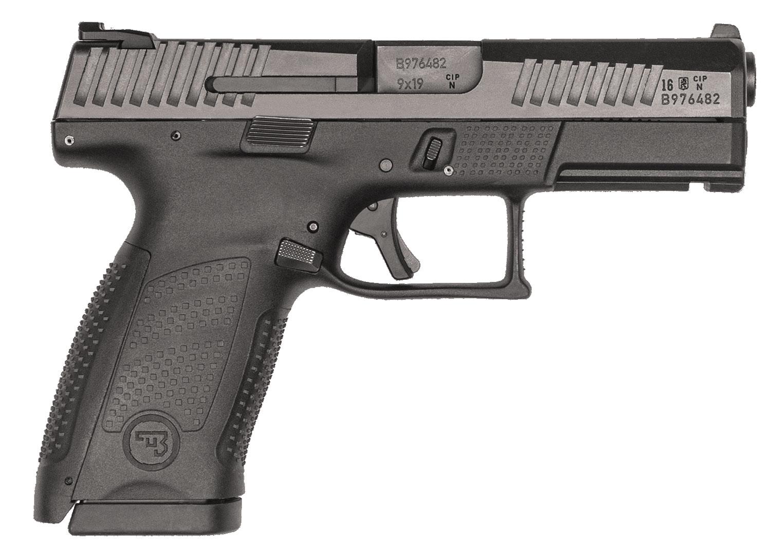 CZ-USA P-10 Compact Pistol 91520, 9mm, 4", Black Interchangeable Backstrap Grips, Black Nitride Finish, 15 Rds